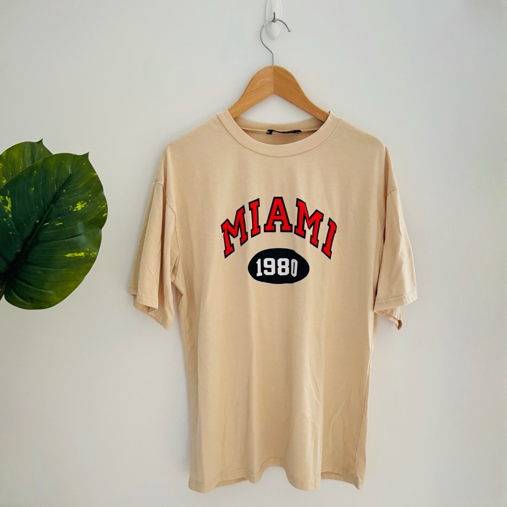 SHEIN | Miami Graphic Tee Tan Colour Size Small